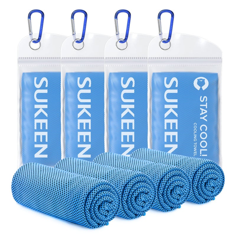 Sukeen [4 Pack Cooling Towel (40"x12"), Soft Breathable Chilly Microfiber Towel for Yoga,Sport,Running,Gym,Workout,Camping,Fitness,Workout & More Activities - Image 1